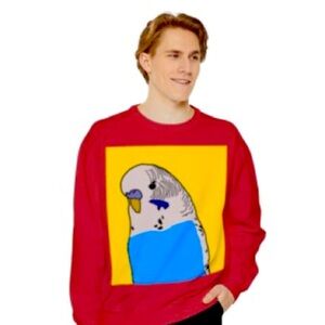 Budgie a nice very soft red sweater sweater